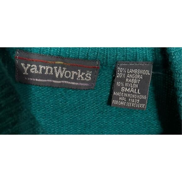 Women's Vintage Yarn Works Blue Sweater Faux Pearl Knit Lambswool Angora Size Sm - Picture 6 of 6